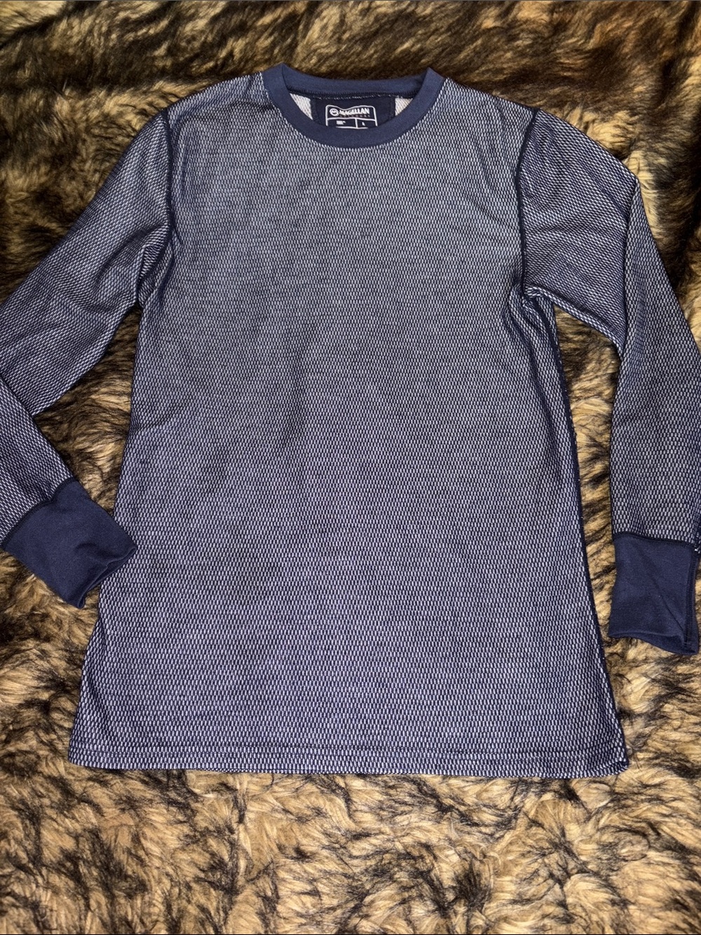 Magellan Men's Blue Knit Outdoor Cold Weather Long Sleeve Top Size large - Picture 1 of 11